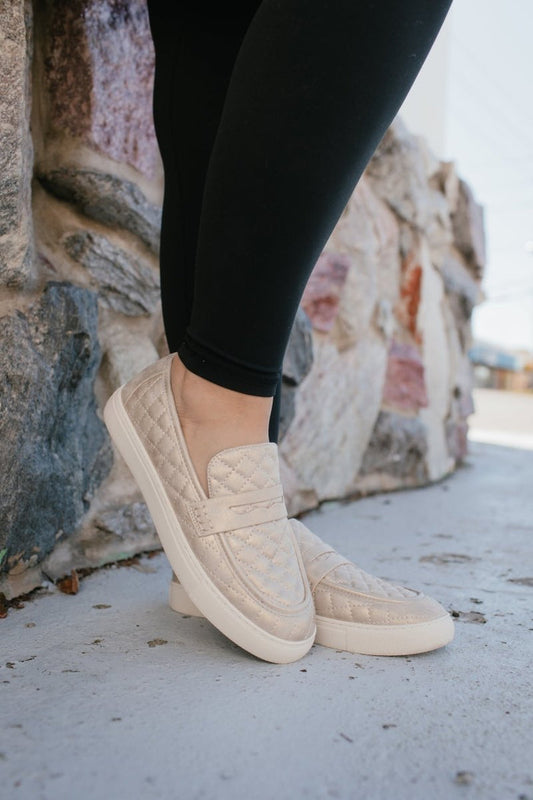 Corky's Gold Washed Metallic Quilty As Charged Shoes - Macoma Boutique301 Sneakers