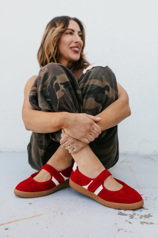 Corky's Red Faux Suede Calm Down Sneakers - Macoma Boutique301 Sneakers
