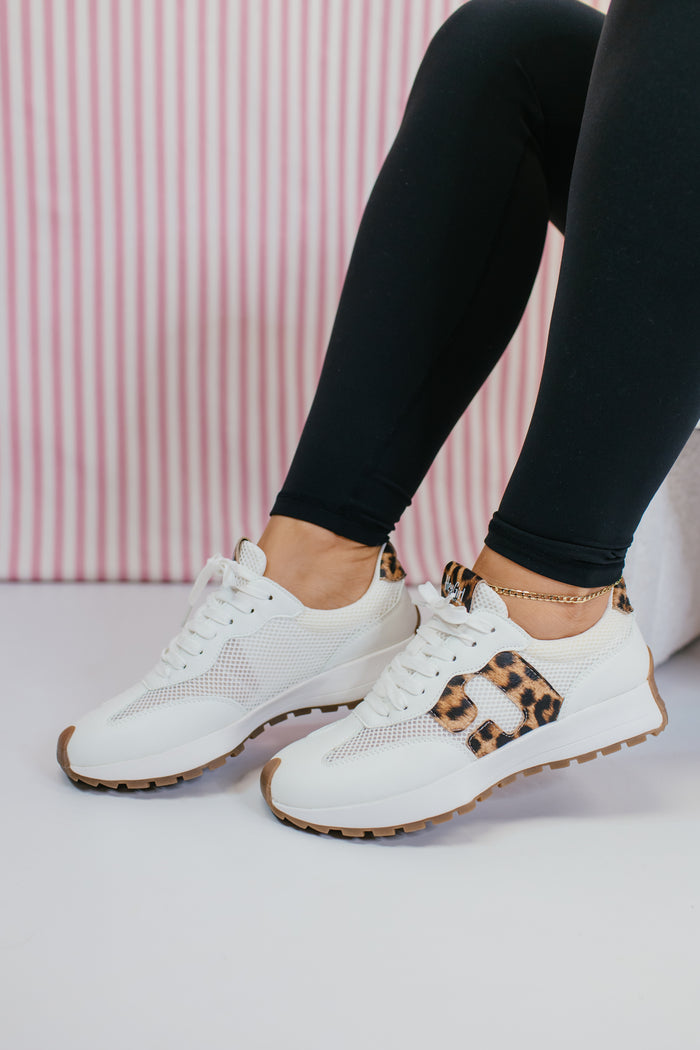 Corky's White With Leopard No Prob Sneakers