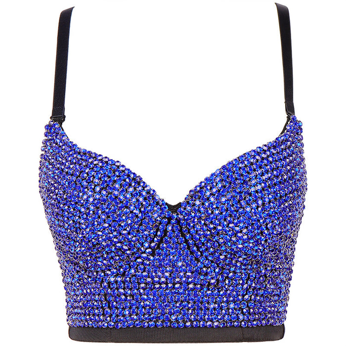 Corset Top Push up Rhinestone Diamond Bra Club Party Vest