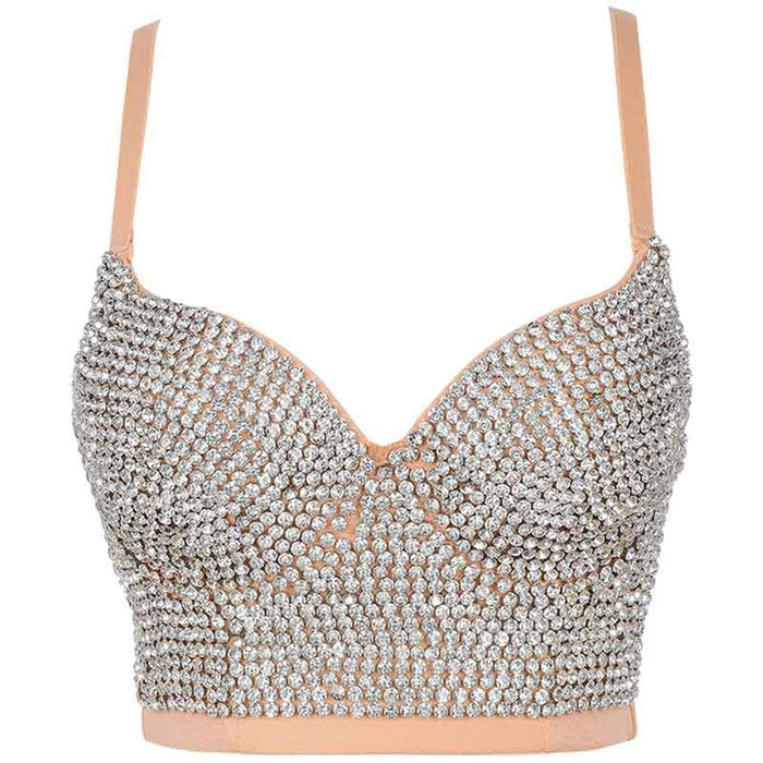 Corset Top Push up Rhinestone Diamond Bra Club Party Vest