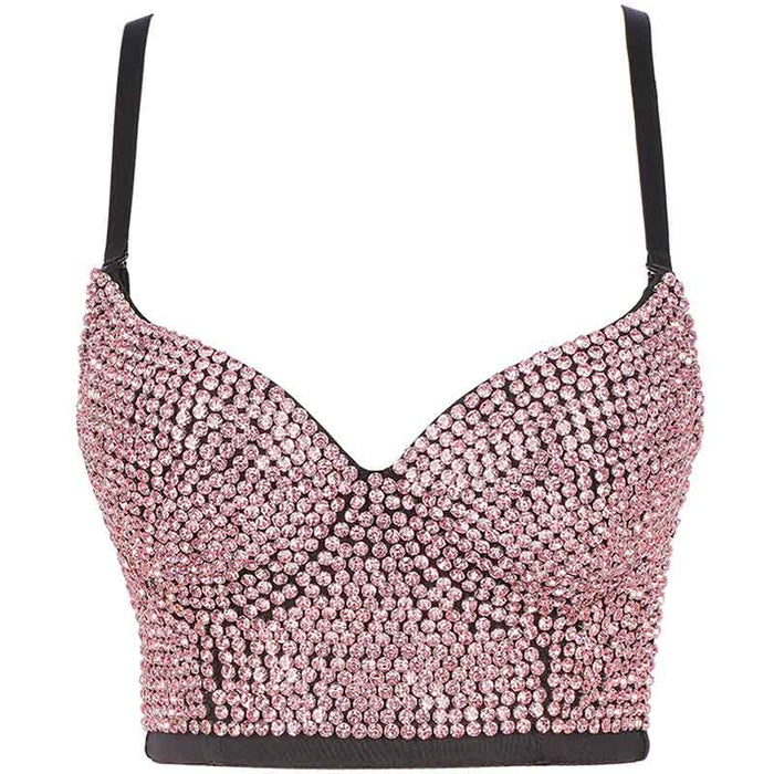 Corset Top Push up Rhinestone Diamond Bra Club Party Vest