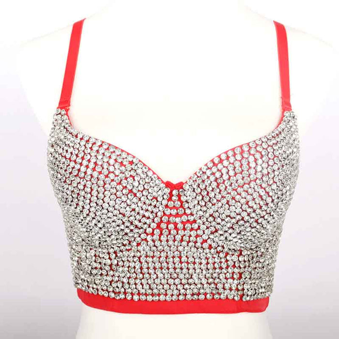 Corset Top Push up Rhinestone Diamond Bra Club Party Vest
