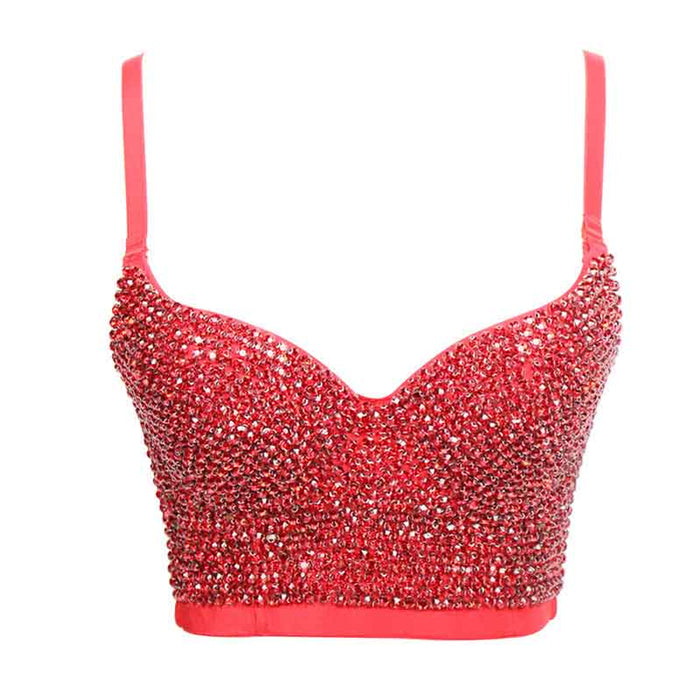 Corset Top Push up Rhinestone Diamond Bra Club Party Vest