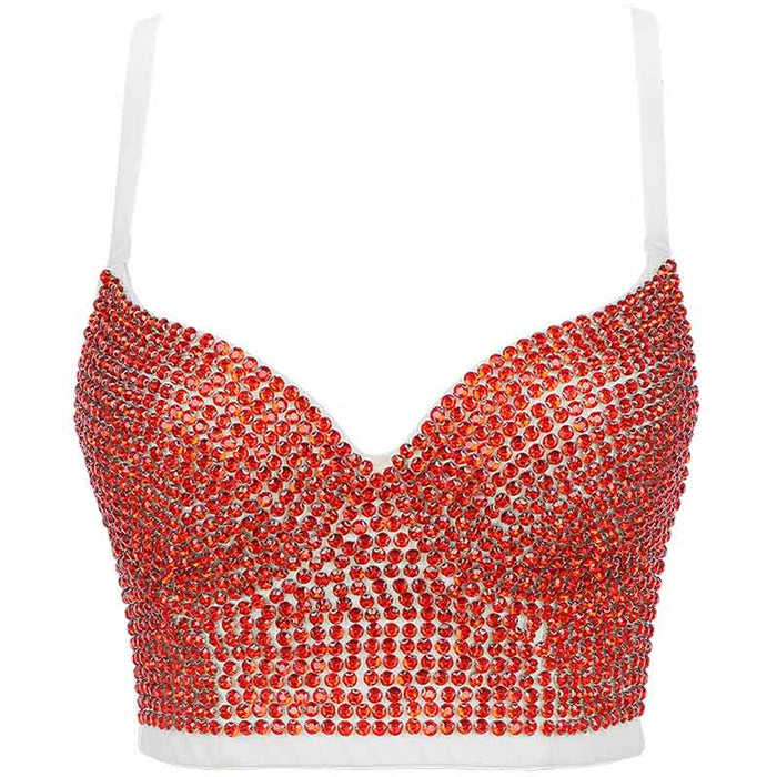 Corset Top Push up Rhinestone Diamond Bra Club Party Vest