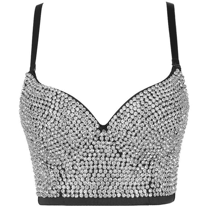 Corset Top Push up Rhinestone Diamond Bra Club Party Vest