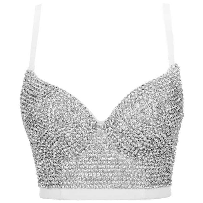 Corset Top Push up Rhinestone Diamond Bra Club Party Vest