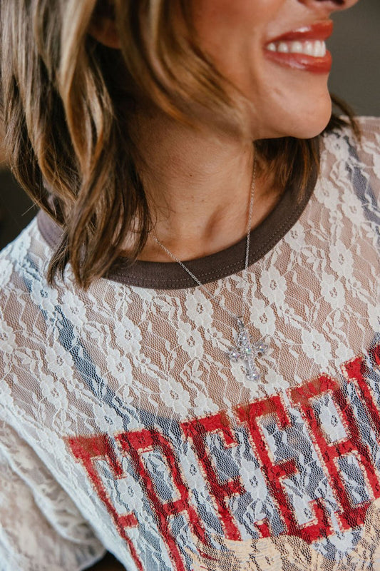 Cross Necklace In Silver Crystal - Macoma Boutique310 Accessories/Jewelry