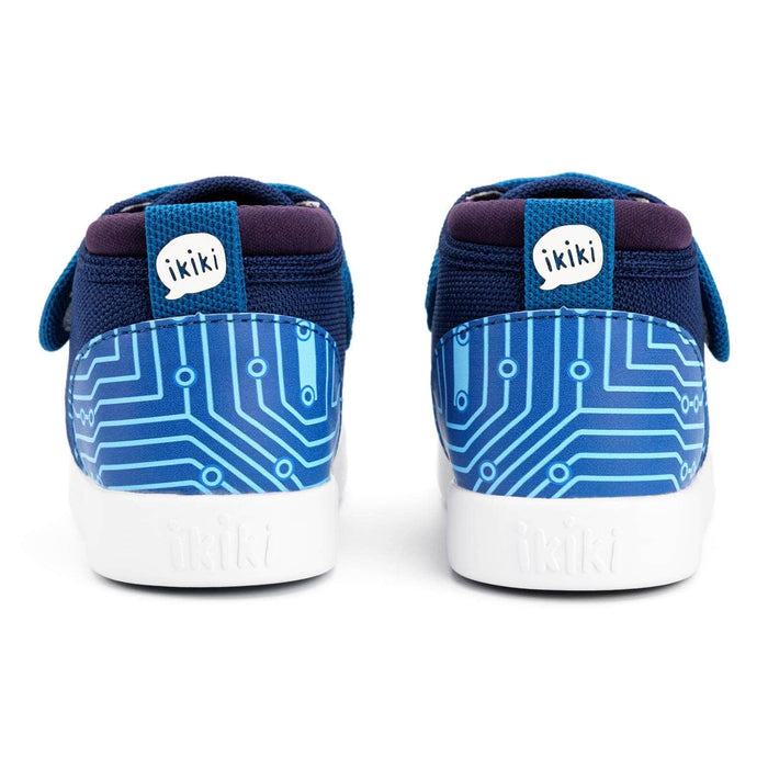 Cyber Stomp Squeakerless Toddler Shoes | Blue Circuit Board Pattern Squeakerless Shoes ikiki® Shoes