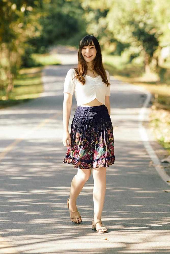 DARK BLUE FLOWER BOHO SKIRT - Lannaclothesdesign Shop