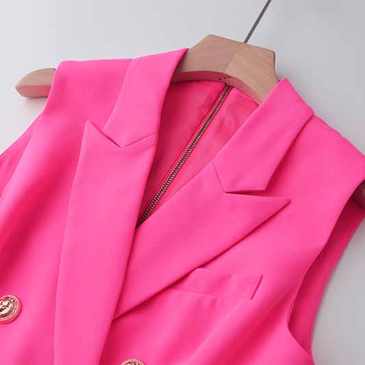 Double Breasted Gold Button Rose Blazer Dress Women Mini Blazer Dresses