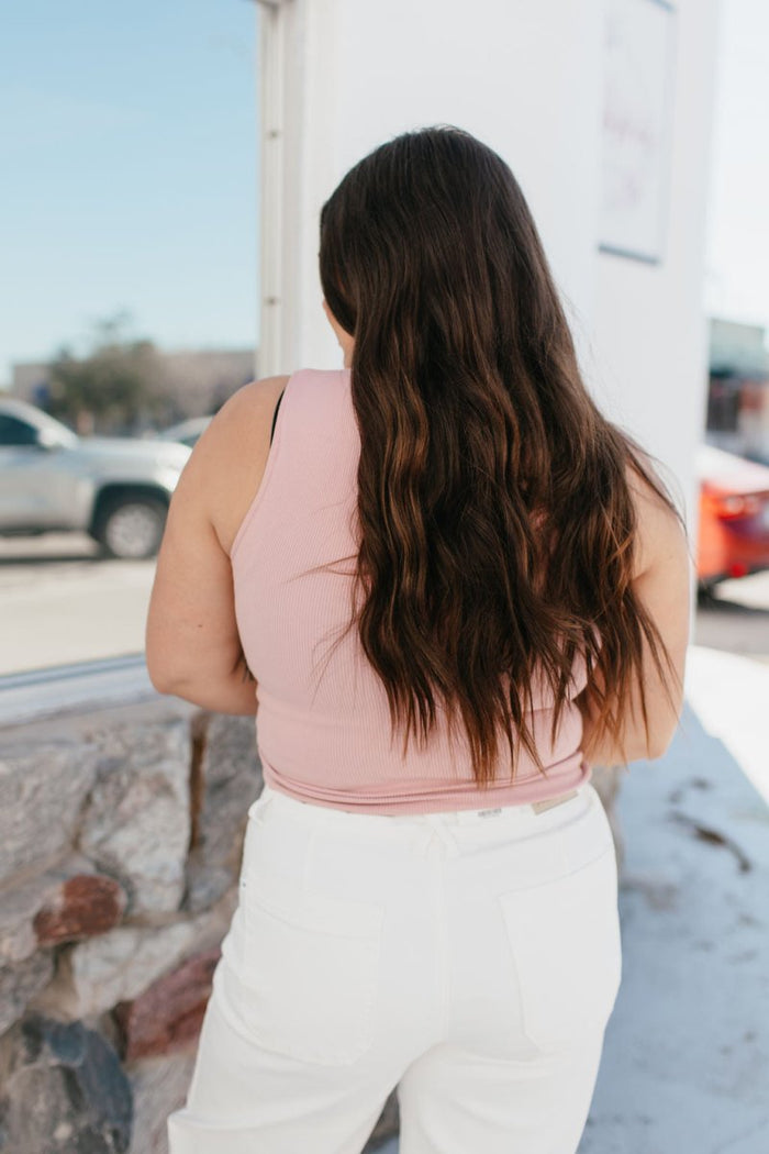 Essential Layers Seamless Mock Neck Tank In Dusty Rose - Macoma Boutique110 Tanks