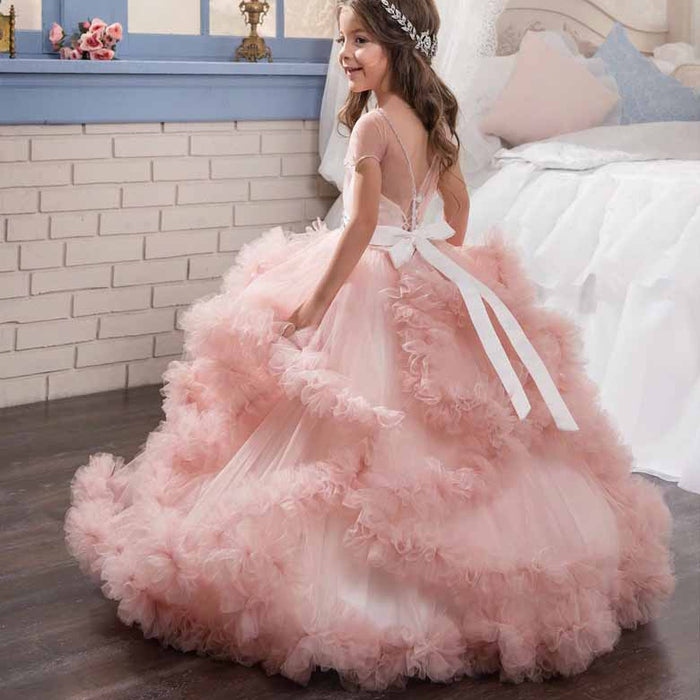 Flower Girl Dresses Tiers Tulle Ball Gown Little Girl Wedding Dresses Little Girls Gowns