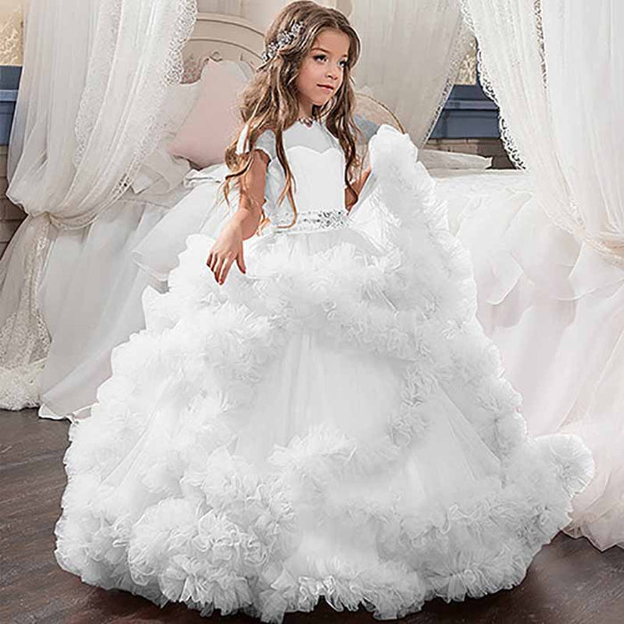 Flower Girl Dresses Tiers Tulle Ball Gown Little Girl Wedding Dresses Little Girls Gowns