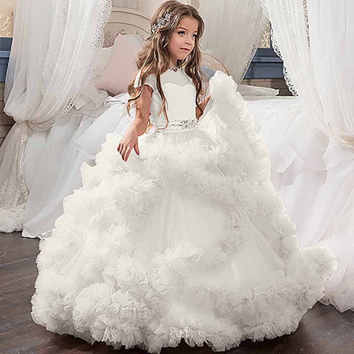 Flower Girl Dresses Tiers Tulle Ball Gown Little Girl Wedding Dresses Little Girls Gowns