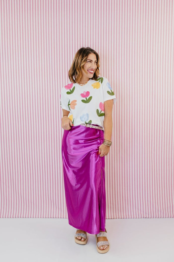 Fresh Tulips Sparkle Tee by Brianna Cannon - Macoma Boutique100 Short Sleeve