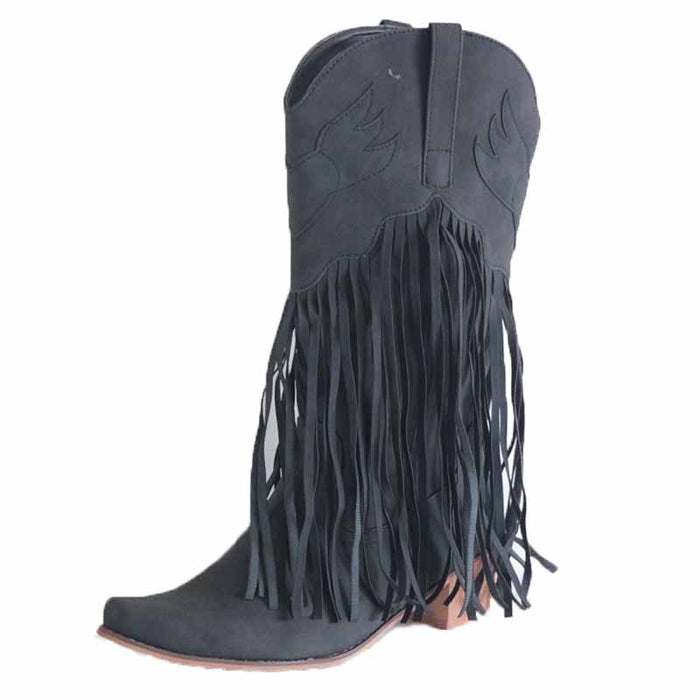 fringe cowboy boots for women featuring stylish fringe and a classic black design