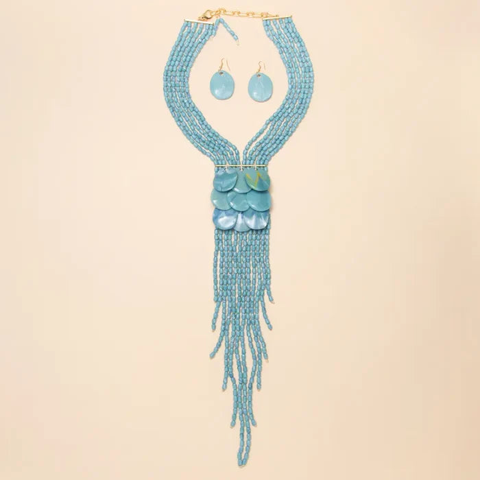 Fringe Drape Necklace - Turqouise