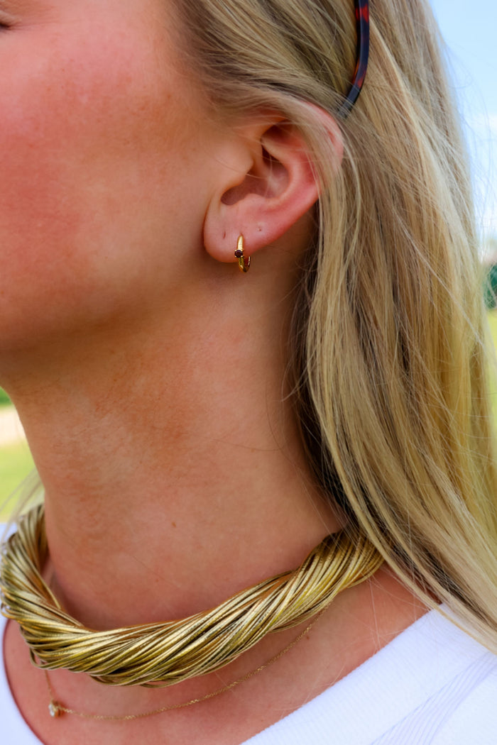 Garnet Elegant Hoops - Gold