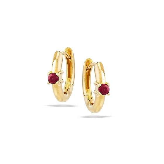 Garnet Elegant Hoops - Gold