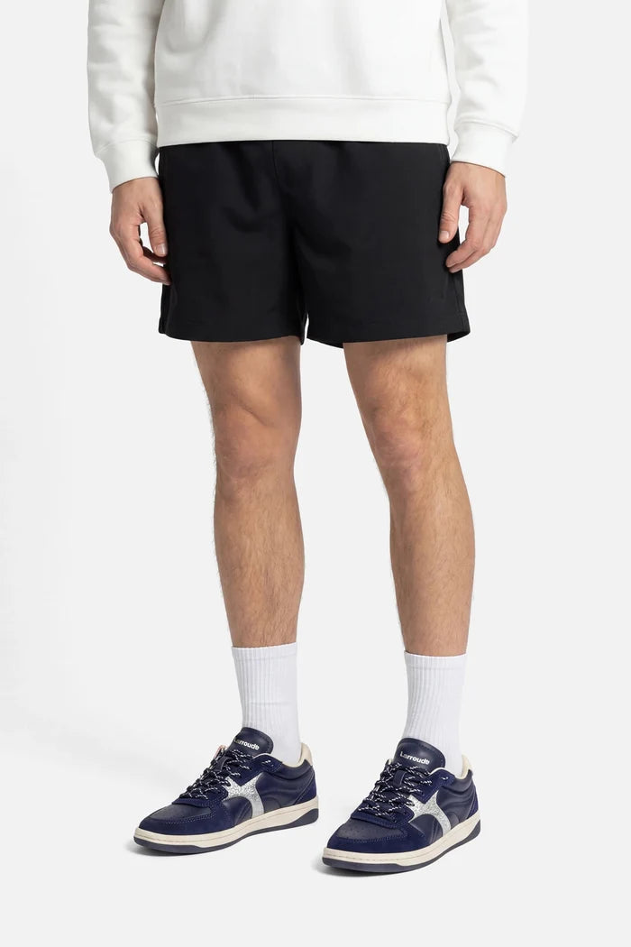 George Sneaker In Navy Suede and Silver Sparkle Leather Sneaker Larroudé