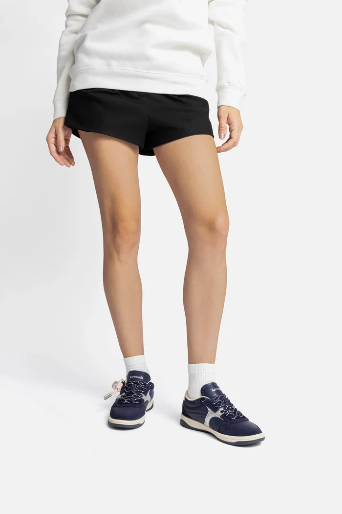 George Sneaker In Navy Suede and Silver Sparkle Leather Sneaker Larroudé