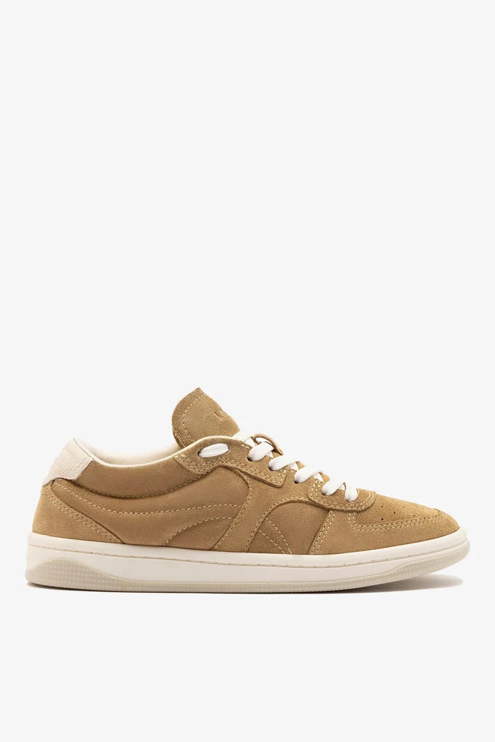 George Sneaker In Peanut Suede and Ivory Leather Sneaker Larroudé