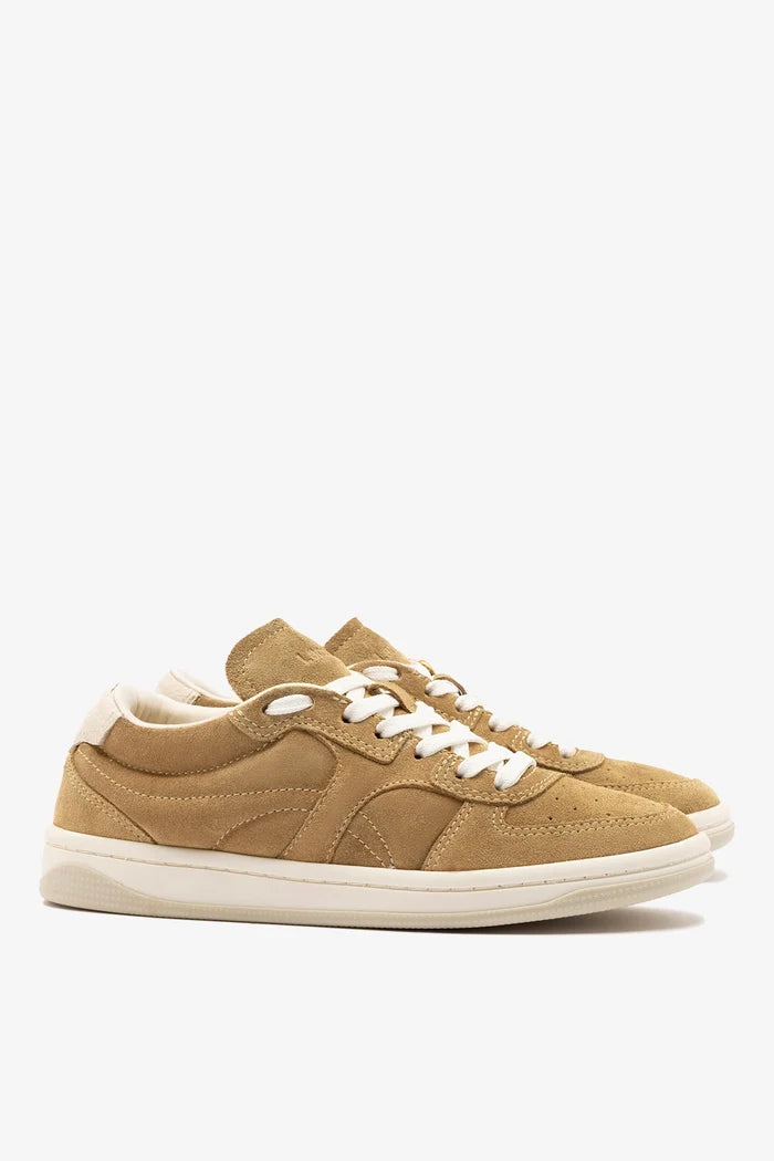 George Sneaker In Peanut Suede and Ivory Leather Sneaker Larroudé