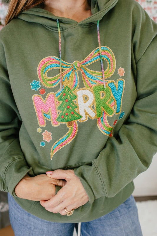 Green Merry Graphic Hoodie - FINAL SALE - Macoma Boutique555 Presales