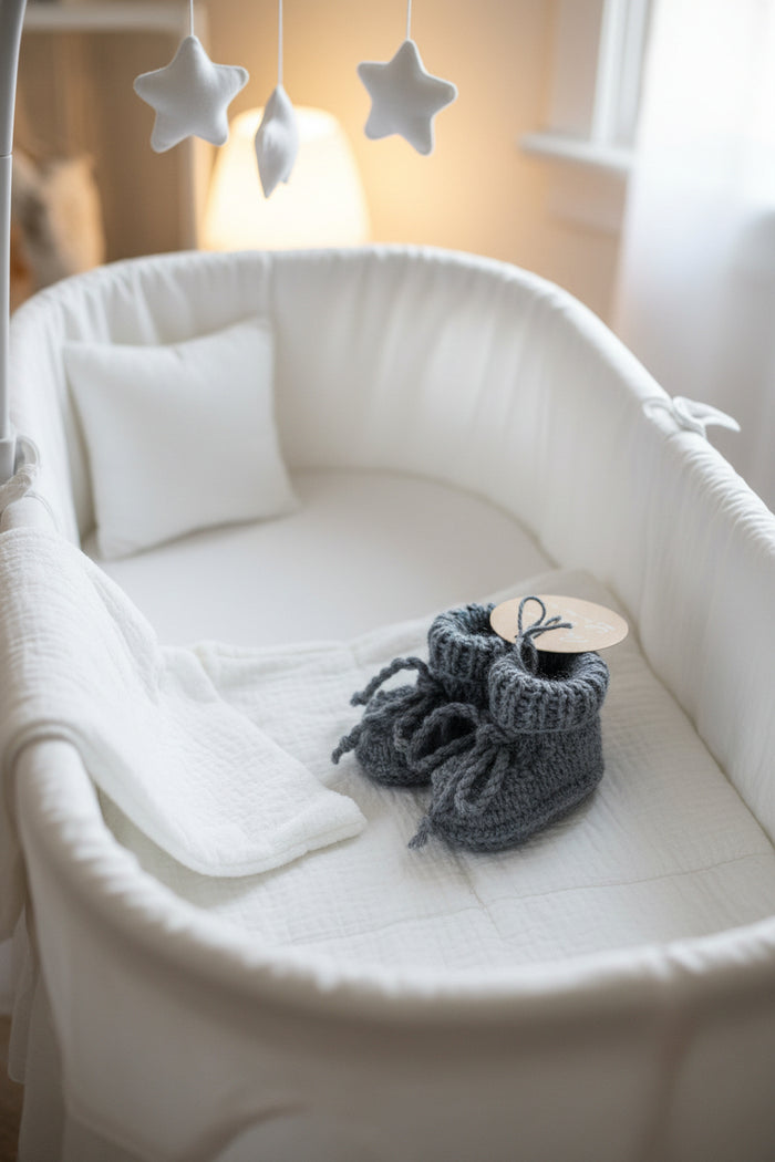 Handknitted Sheepskin Booties using Possum Merino yarn