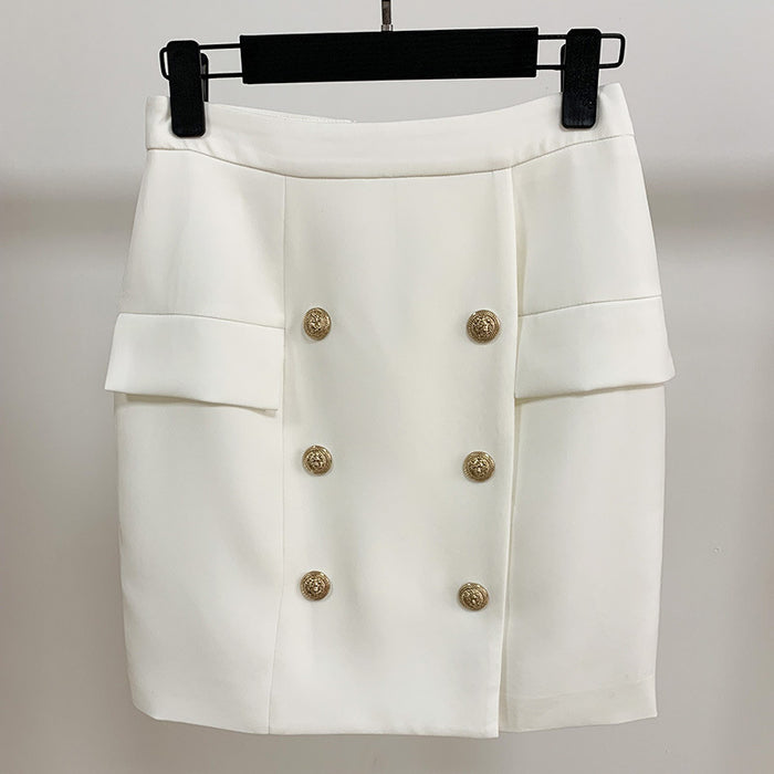 Hight Waisted Formal Skirt Gold-tone Mini Skirt for Ladies