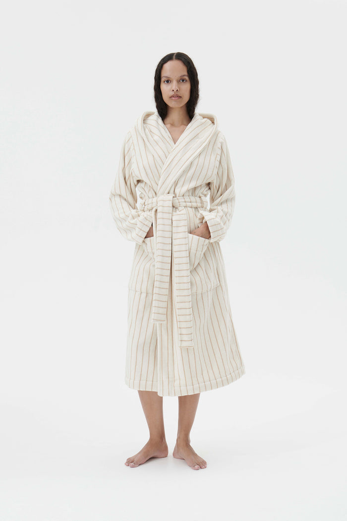 Hooded Bathrobe Sienna Stripe