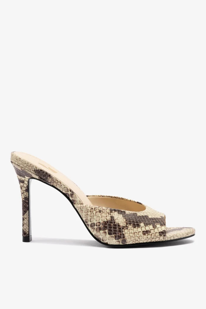 Jasmine Hi Mule In Snake Printed Neutral Mule Larroudé