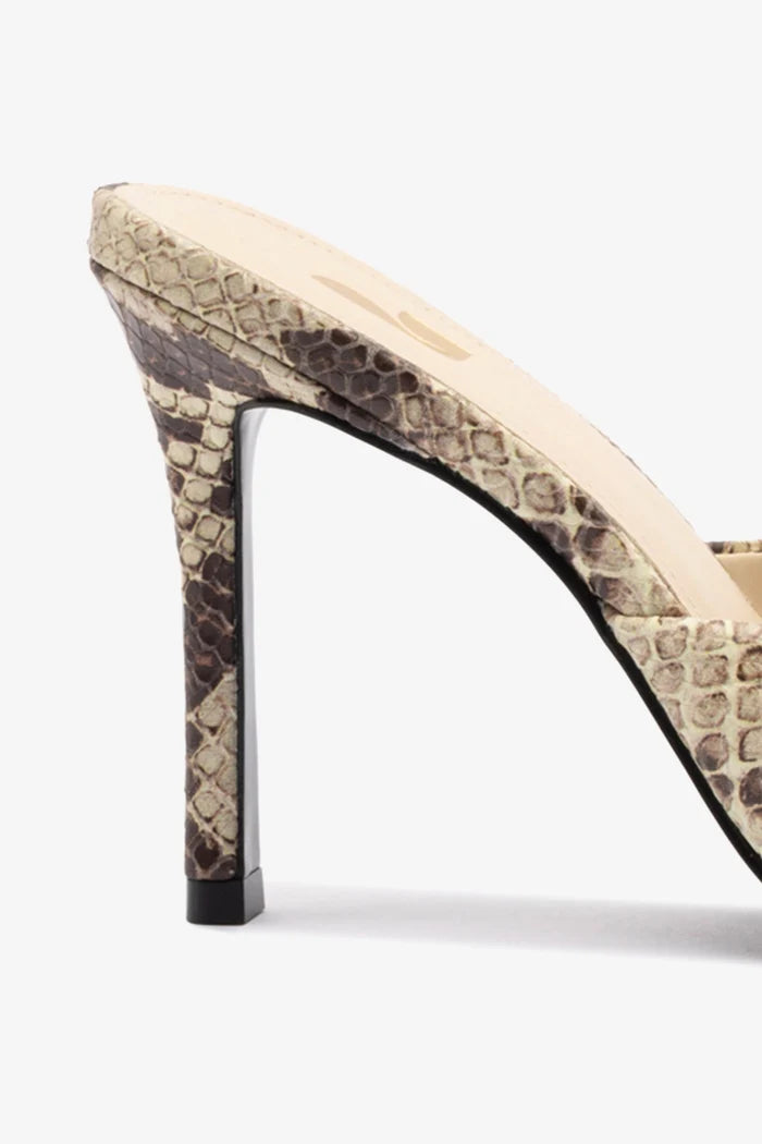 Jasmine Hi Mule In Snake Printed Neutral Mule Larroudé