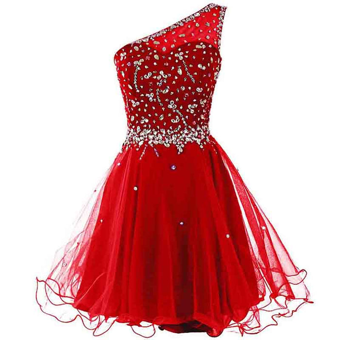 Juniors Aline One Shoulder Short Tulle Party Dress Mini Prom