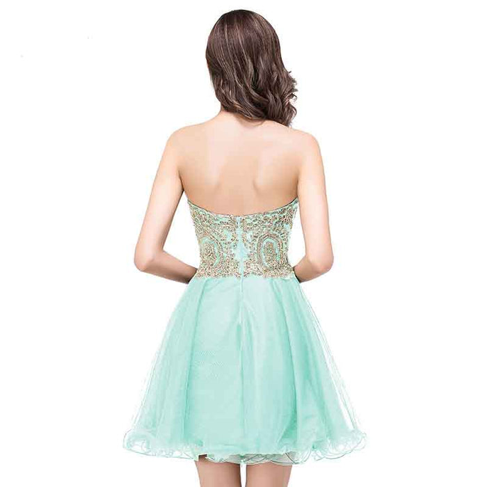 Junior's Gold Lace Applique Short Party Homecoming Dresses