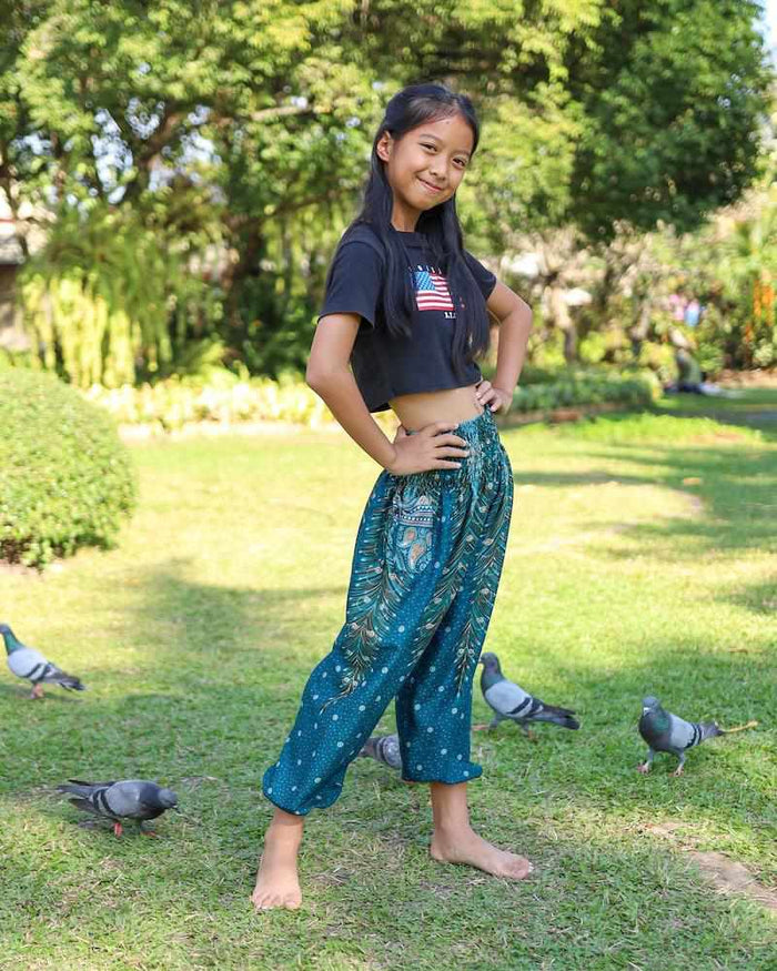 KIDS PEACOCK HAREM PANTS - Lannaclothesdesign Shop