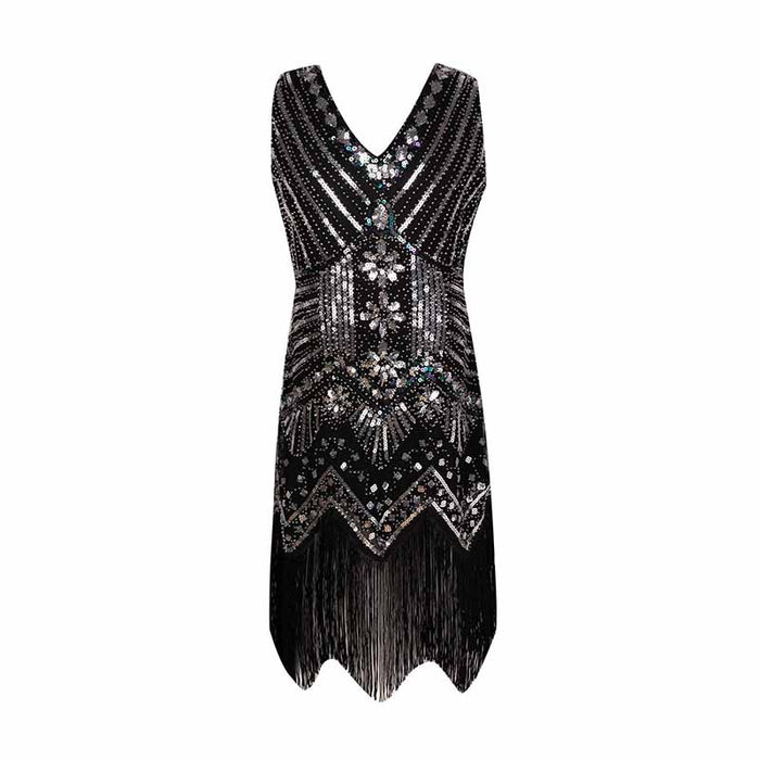 Kid's Sequin Embellished Fringed Flapper Dress Costume