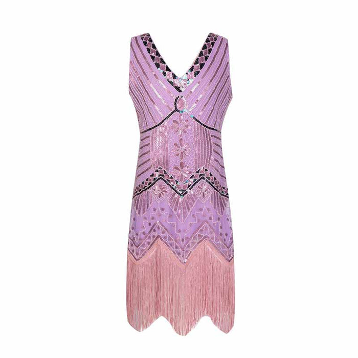 Kid's Sequin Embellished Fringed Flapper Dress Costume
