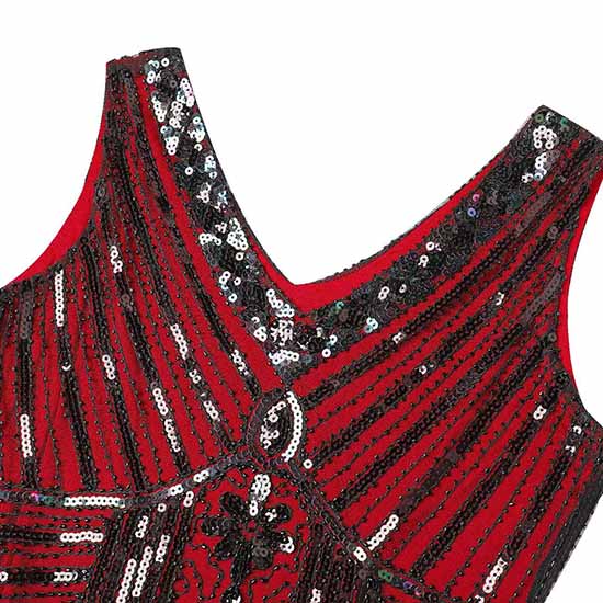 Kid's Sequin Embellished Fringed Flapper Dress Costume
