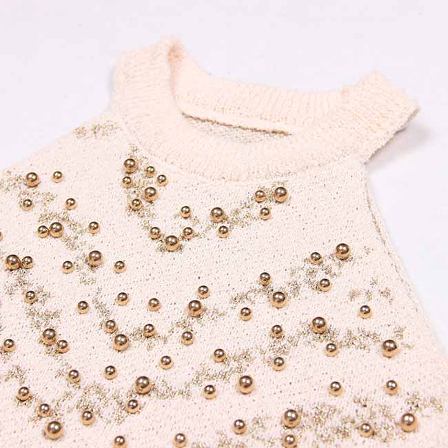 Knitted Halter Cropped Tops for Women Knit Tank Tops With Nail beads