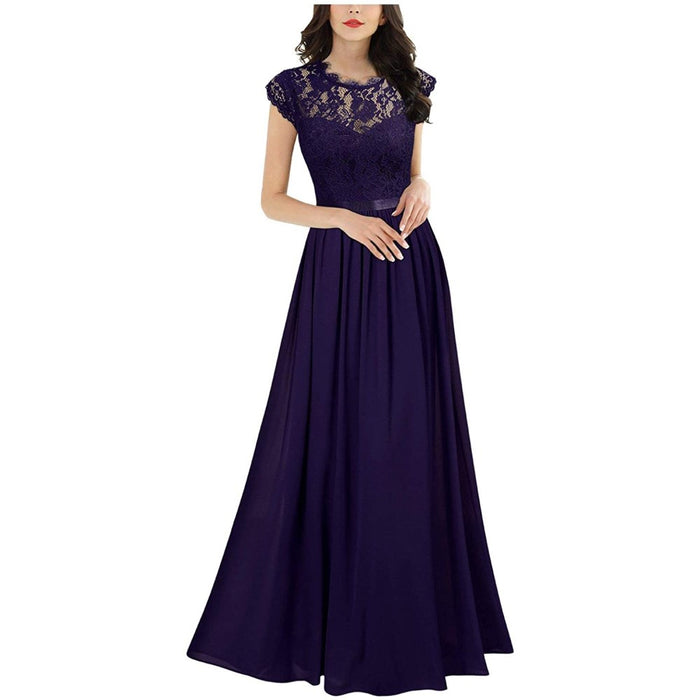 Lace Bridesmaid Dress Floral Evening Party Maxi Dress Wedding Guest Dress