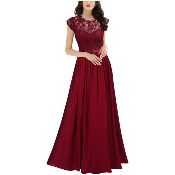 Lace Bridesmaid Dress Floral Evening Party Maxi Dress Wedding Guest Dress