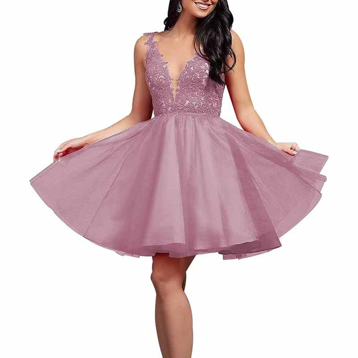 Ladies Embroidered-Bodice Short Homecoming Dress A-Line Prom Dresses Short Dance Party Dress