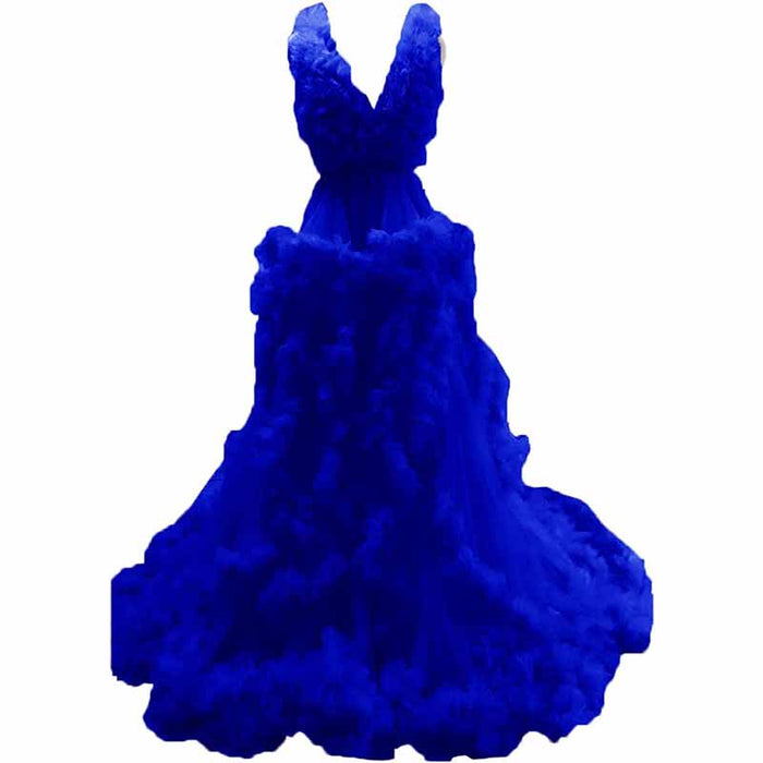 Ladies Gown Sheer Long Robe Puffy Tulle Robe Maxi Pregnancy Dresses