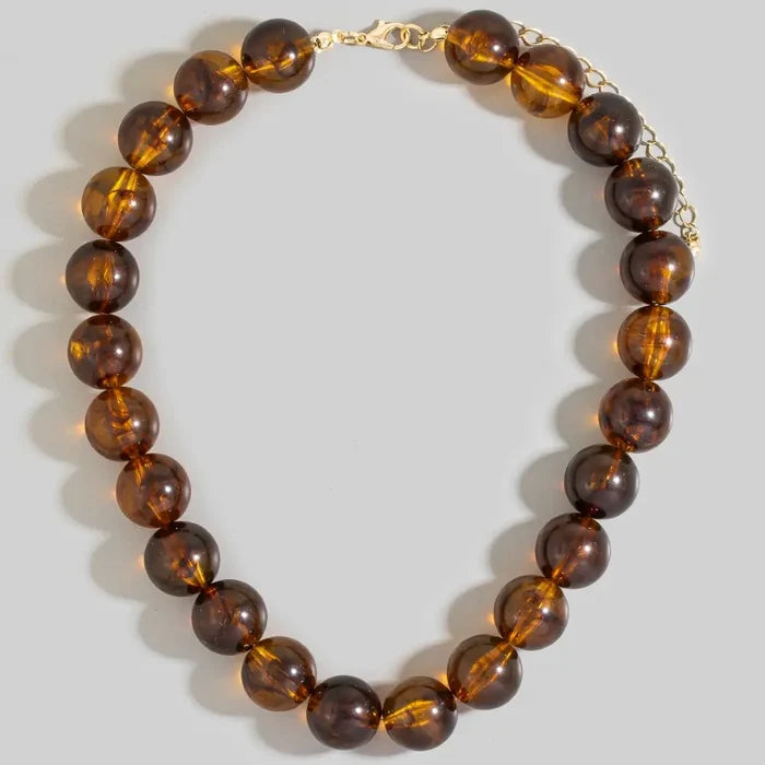 Large Tortoise Shell Beaded Necklace