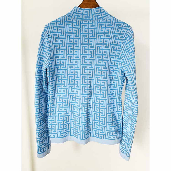 Light Blue Long Sleeves Ribbed Pantsuits Two Piece Sets