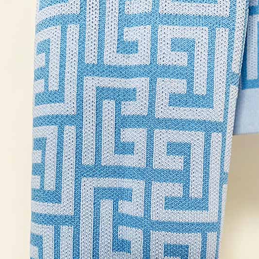 Light Blue Long Sleeves Ribbed Pantsuits Two Piece Sets