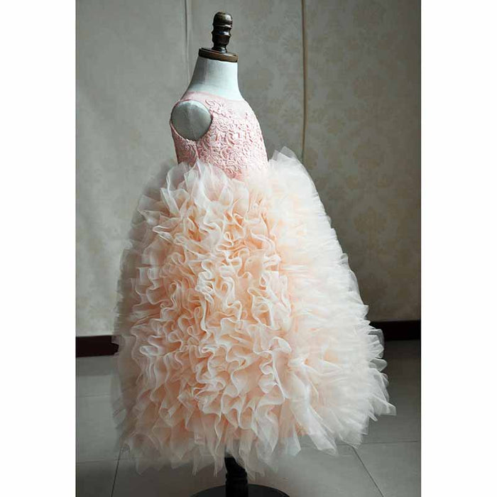 Litle Girl Tutu Dress Purple Lace Ruffle Gown