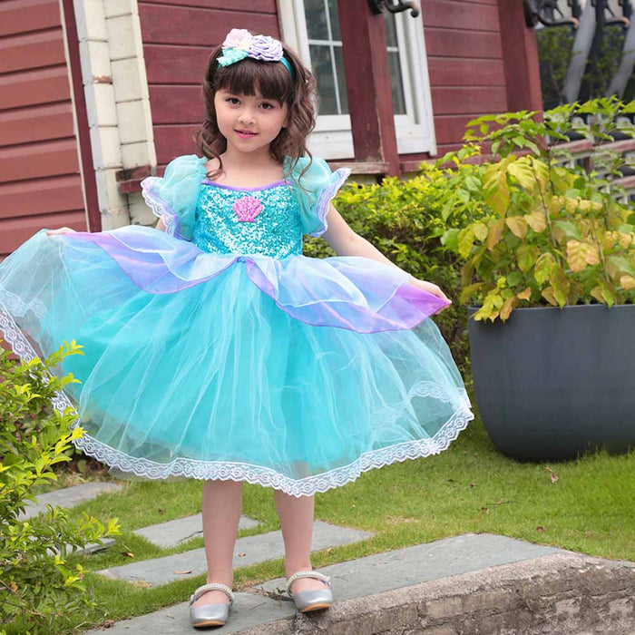 Little Girl Mermaid Dress Tutu Cosplay Party Dress